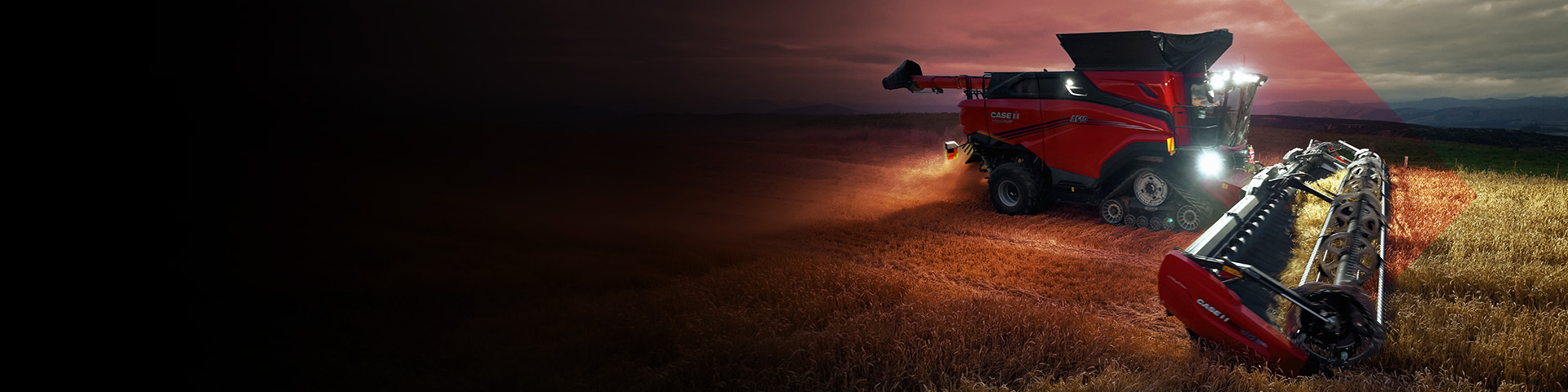 Case IH combine harvesting in the field